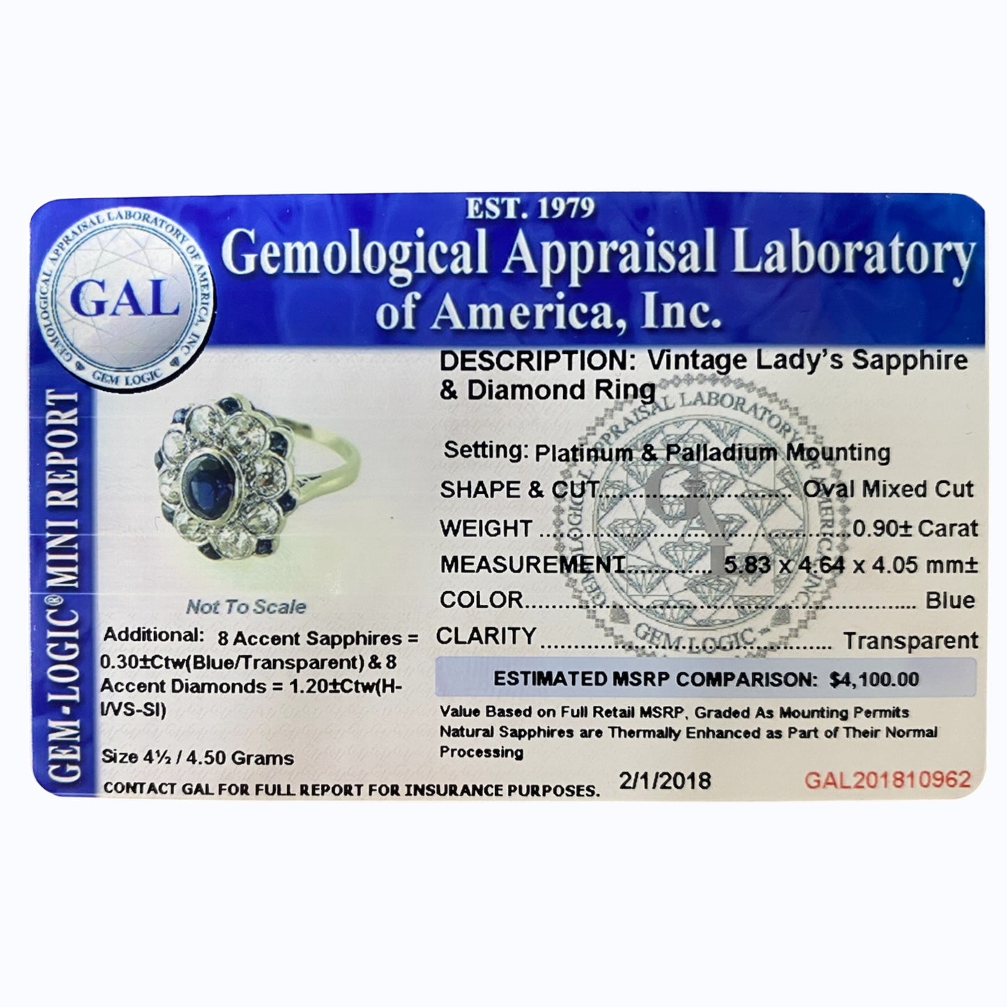 Anello vintage zaffiro centrale